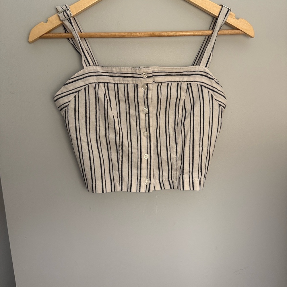 Brandy Melville Black and White Striped Crop Top